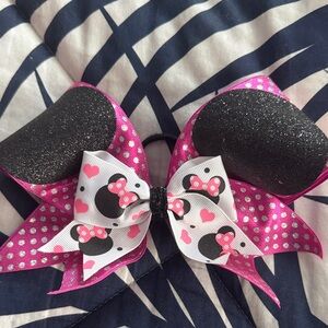 Pink and Black Minnie Mouse Hair Bow